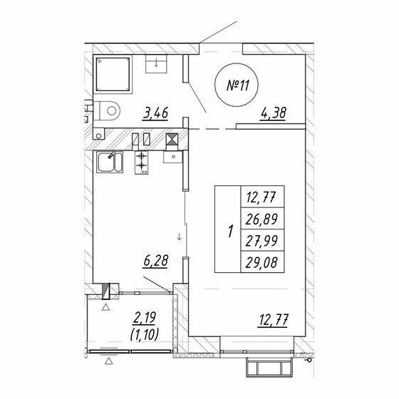 28 м², 1-комнатная квартира 4 848 000 ₽ - изображение 17