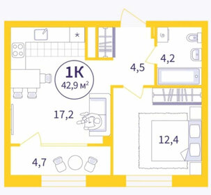 Квартира 43,3 м², 1-комнатная - изображение 1