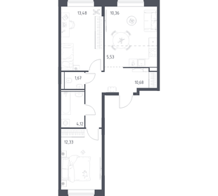 Квартира 58,2 м², 2-комнатная - изображение 1