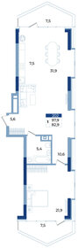 Квартира 97,9 м², 1-комнатные - изображение 1