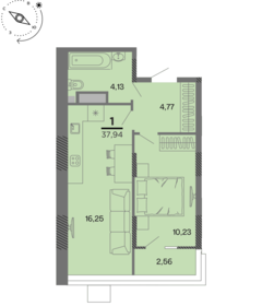 Квартира 37,9 м², 1-комнатная - изображение 1