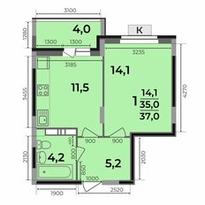 Квартира 37 м², 1-комнатная - изображение 3