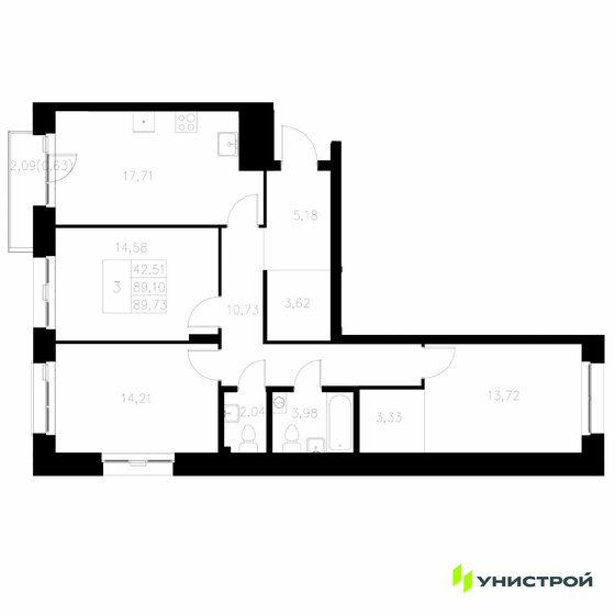 92,7 м², 3-комнатная квартира 18 800 000 ₽ - изображение 93