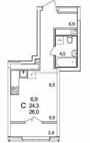 Квартира 26 м², студия - изображение 1