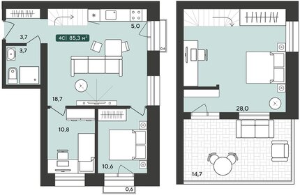 Квартира 85,3 м², 4-комнатная - изображение 1