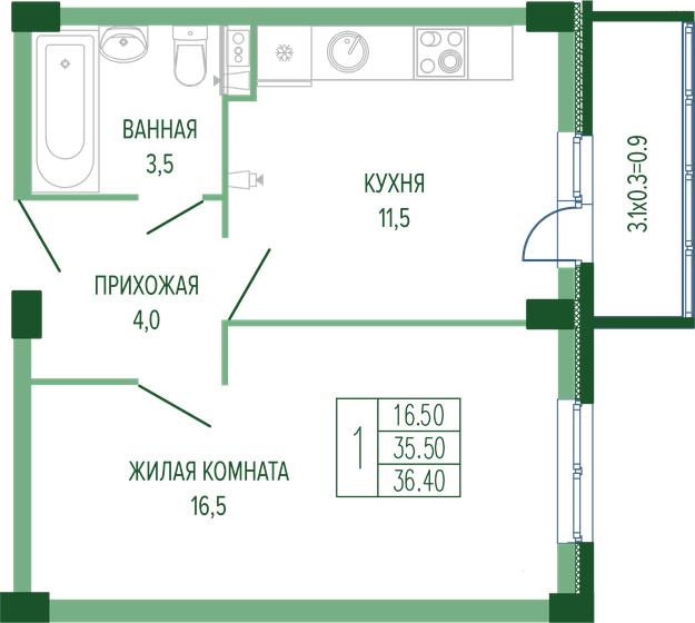 42,6 м², 1-комнатная квартира 7 900 000 ₽ - изображение 68