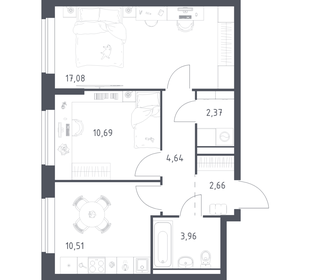Квартира 51,9 м², 2-комнатная - изображение 1