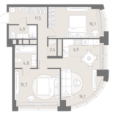 Квартира 78,4 м², 3-комнатная - изображение 2