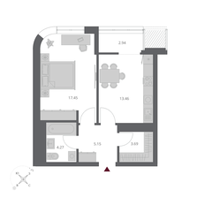 Квартира 46,9 м², 1-комнатная - изображение 2