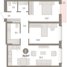 Квартира 78,9 м², 2-комнатная - изображение 3