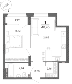 Квартира 47,3 м², 1-комнатная - изображение 1