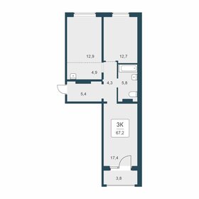 Квартира 67,2 м², 3-комнатная - изображение 1