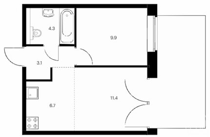 Квартира 39,4 м², 1-комнатная - изображение 1
