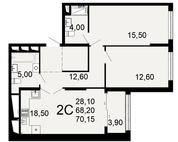Квартира 70,2 м², 2-комнатная - изображение 1