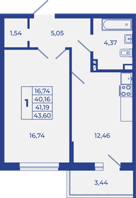Квартира 43,6 м², 1-комнатная - изображение 1