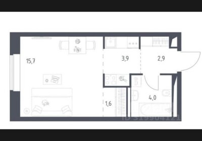 Квартира 28,1 м², студия - изображение 1