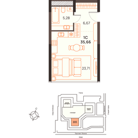 Квартира 35,7 м², студия - изображение 1