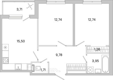 Квартира 59,5 м², 2-комнатная - изображение 1
