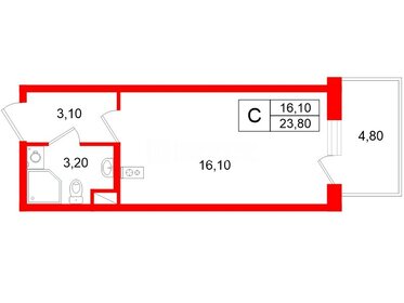 Квартира 23,8 м², студия - изображение 1