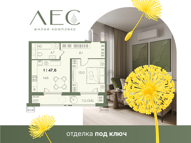 Квартира 47,6 м², 1-комнатная - изображение 1
