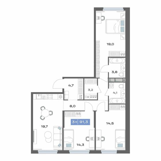 72 м², 3-комнатная квартира 13 734 000 ₽ - изображение 54