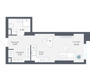 Квартира 31,1 м², студия - изображение 1