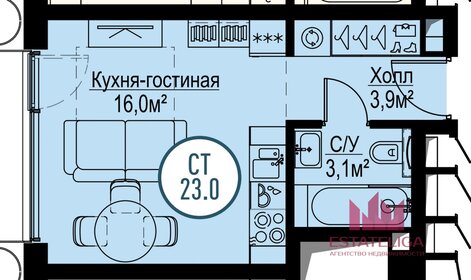 Квартира 22,9 м², студия - изображение 1