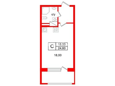 Квартира 24,6 м², студия - изображение 1