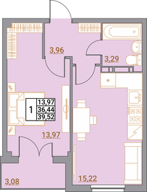 Квартира 39,5 м², 1-комнатная - изображение 1