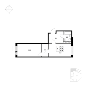Квартира 48,9 м², 1-комнатная - изображение 1