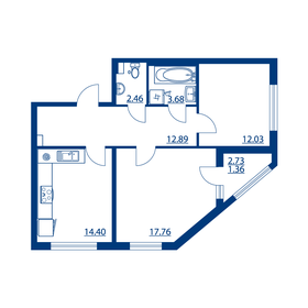 Квартира 64,6 м², 2-комнатная - изображение 1