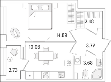 Квартира 36,3 м², 1-комнатная - изображение 1