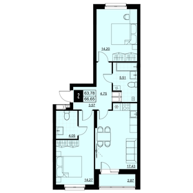 Квартира 65,2 м², 2-комнатная - изображение 1