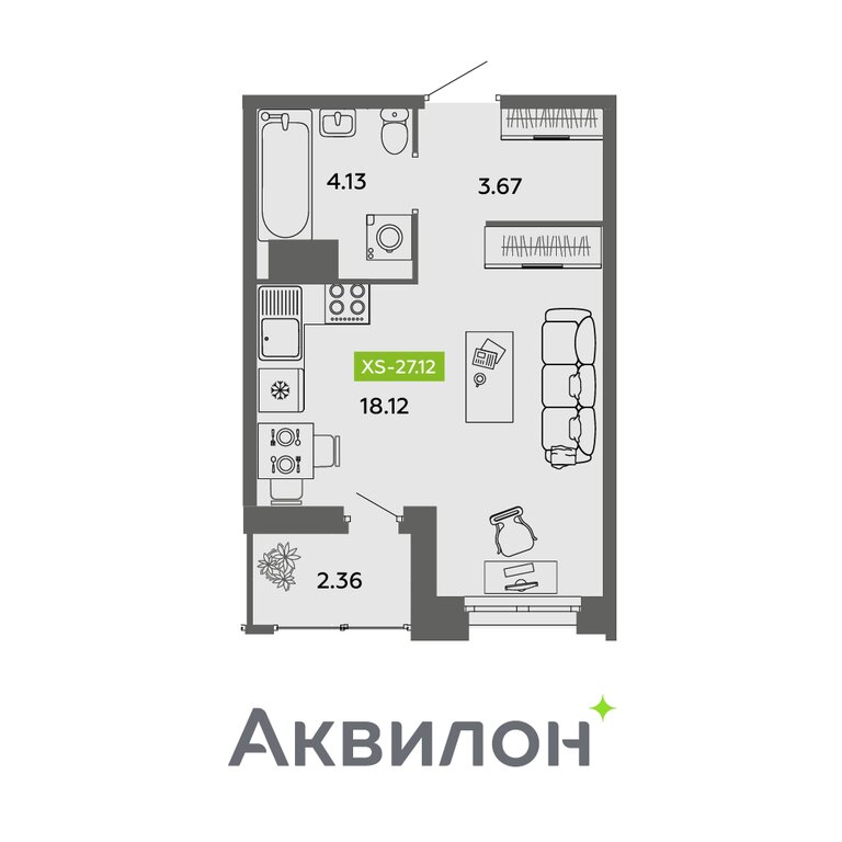Варианты планировок ЖК «Аквилон ДУАЛ» - планировка 4
