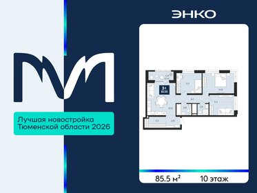 Квартира 85,5 м², 3-комнатная - изображение 1