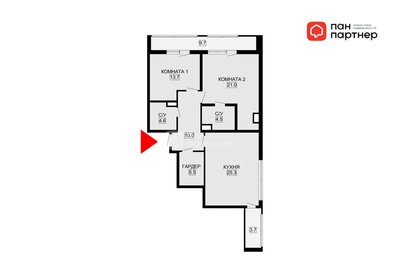Квартира 85,2 м², 2-комнатная - изображение 1