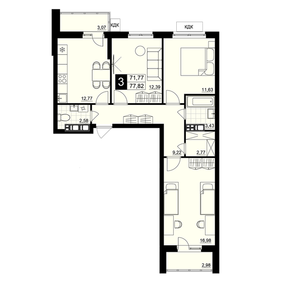 73,3 м², 3-комнатная квартира 10 500 000 ₽ - изображение 68