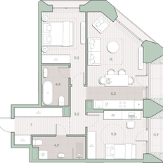 Квартира 65,2 м², 2-комнатная - изображение 2