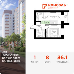 Квартира 36,1 м², 1-комнатная - изображение 1