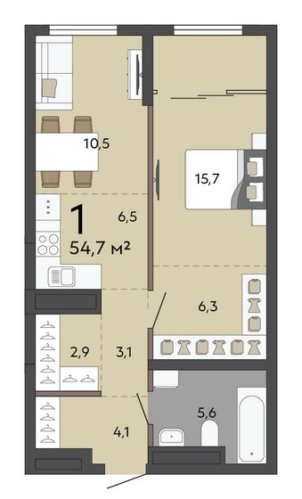 49,1 м², 1-комнатная квартира 8 248 800 ₽ - изображение 35