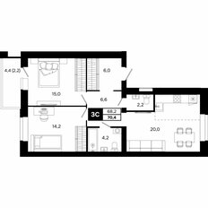 Квартира 70,4 м², 3-комнатная - изображение 2