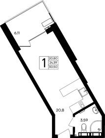 Квартира 30,5 м², 1-комнатные - изображение 1