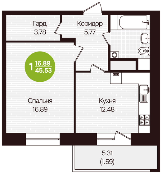 50,3 м², 2-комнатная квартира 4 800 000 ₽ - изображение 95