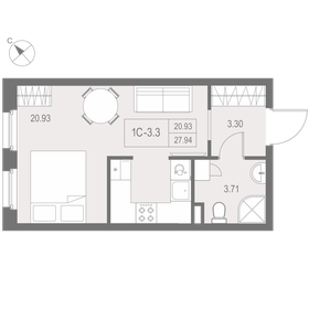 Квартира 27,9 м², студия - изображение 1