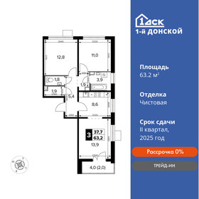 Квартира 63,2 м², 3-комнатная - изображение 1