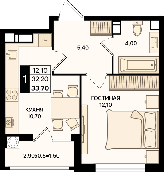 31,3 м², 1-комнатная квартира 4 429 350 ₽ - изображение 17