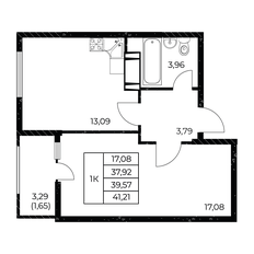 Квартира 41,2 м², 1-комнатная - изображение 2