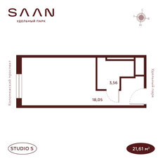 Квартира 21,6 м², студия - изображение 2