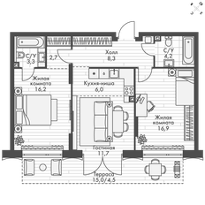 Квартира 73,8 м², 3-комнатная - изображение 3