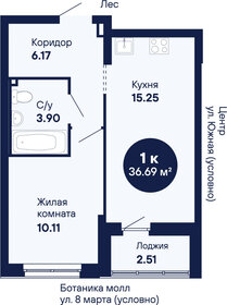 Квартира 36,7 м², 1-комнатная - изображение 3